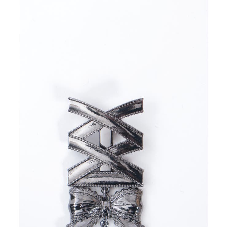 ヘアクリップ　レース裂き布ガーゼデニム　No.577 レースアップヘアクリップ[品番：IGAW0005972]｜axes femme