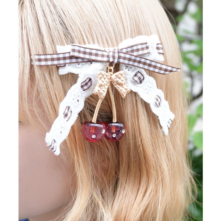 チェリーリボンヘアクリップ | axes femme | 詳細画像1 