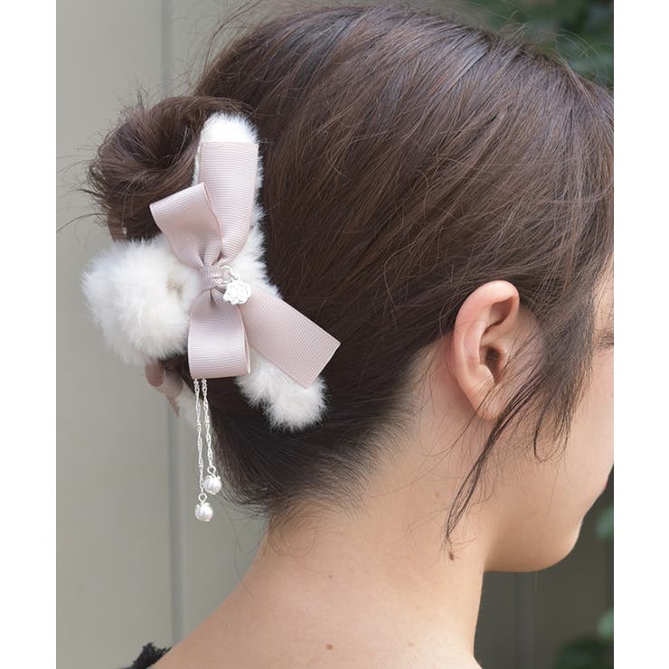リボン×ファーヘアクリップ | axes femme | 詳細画像6 