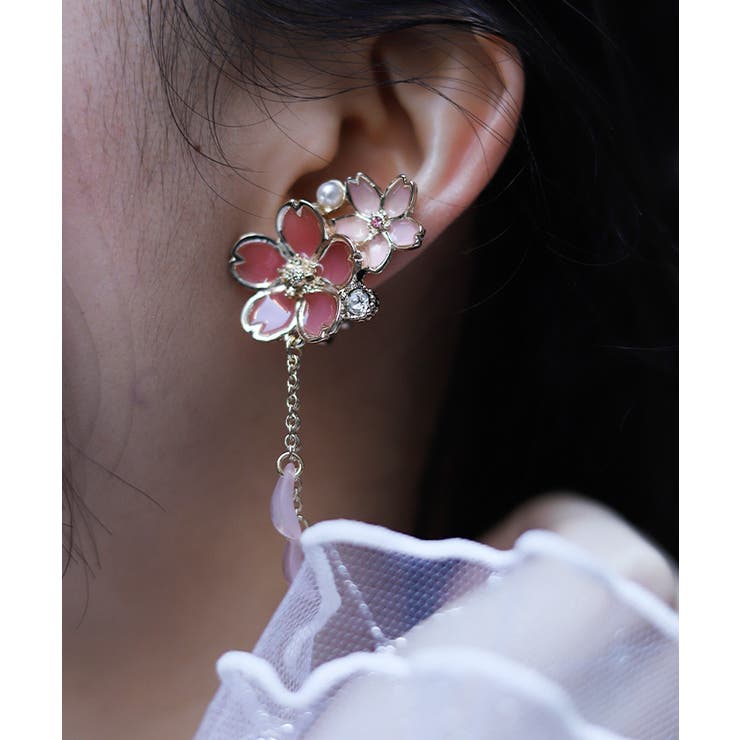 桜モチーフ襟クリップ＆イヤリング | axes femme | 詳細画像2 