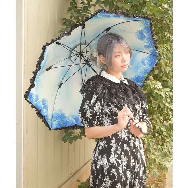 ブルー | 紫陽花柄晴雨兼用パゴダ傘 | axes femme