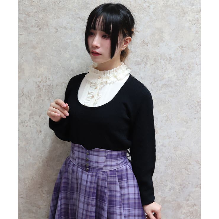 ブロッキングニットプルオーバー | axes femme | 詳細画像7 