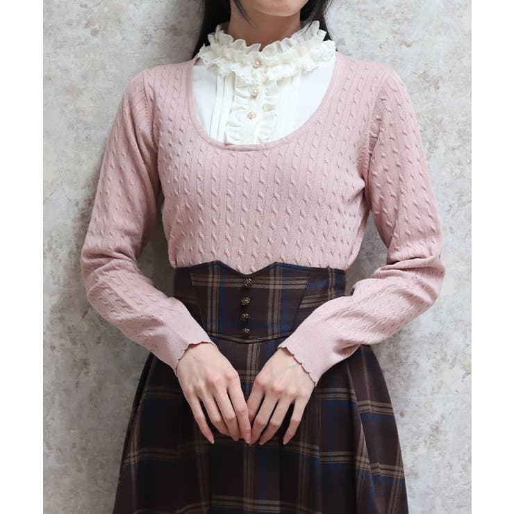 ピンク | ブロッキングニットプルオーバー | axes femme