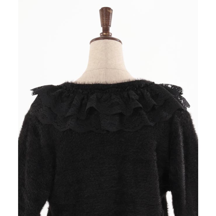 ▪️美品 フォクシー レース切替 ニット カーディガン コットン混 ブラック ▪️美品 フォクシー レース切替 ニット カーディガン コットン