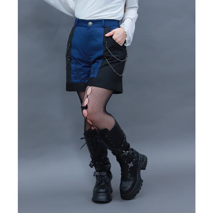 紺 | 刺繍バイカラーショートパンツ | axes femme