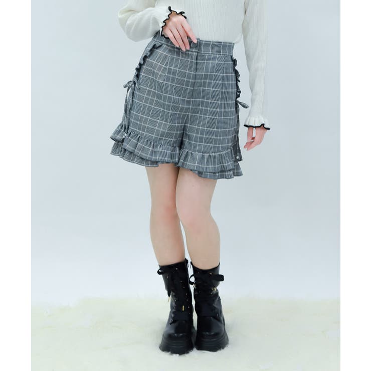 グレー | リボン付き裾フリルショーパン | axes femme