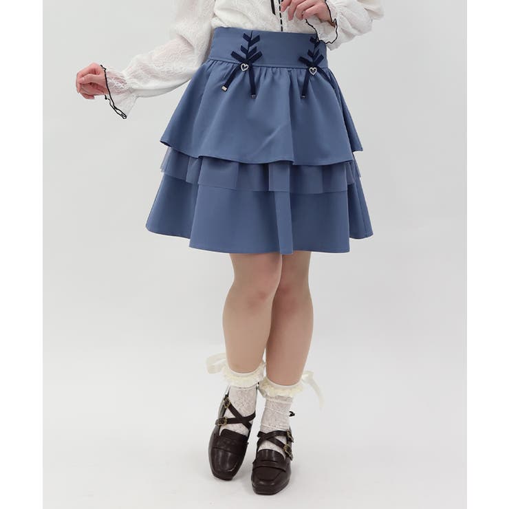 ブルー | リボン付きティアードスカパン | axes femme