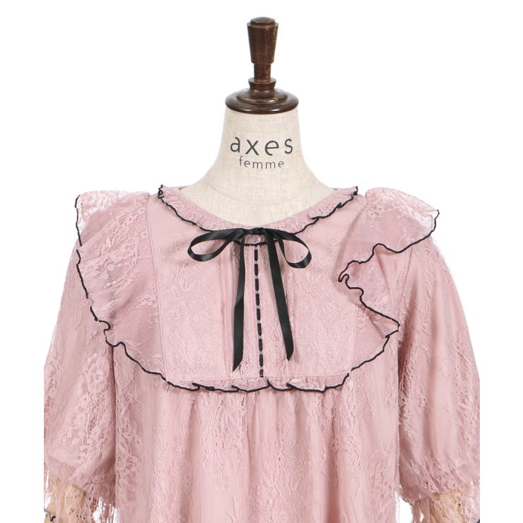 バイカラーレーストップス[品番：IGAW0001924]｜axes femme