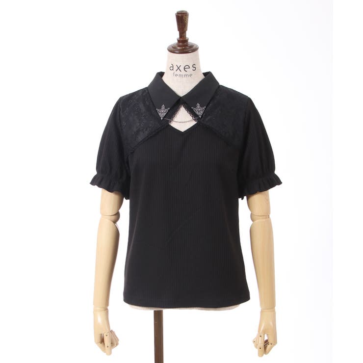 黒 | チェーン付リブトップス | axes femme