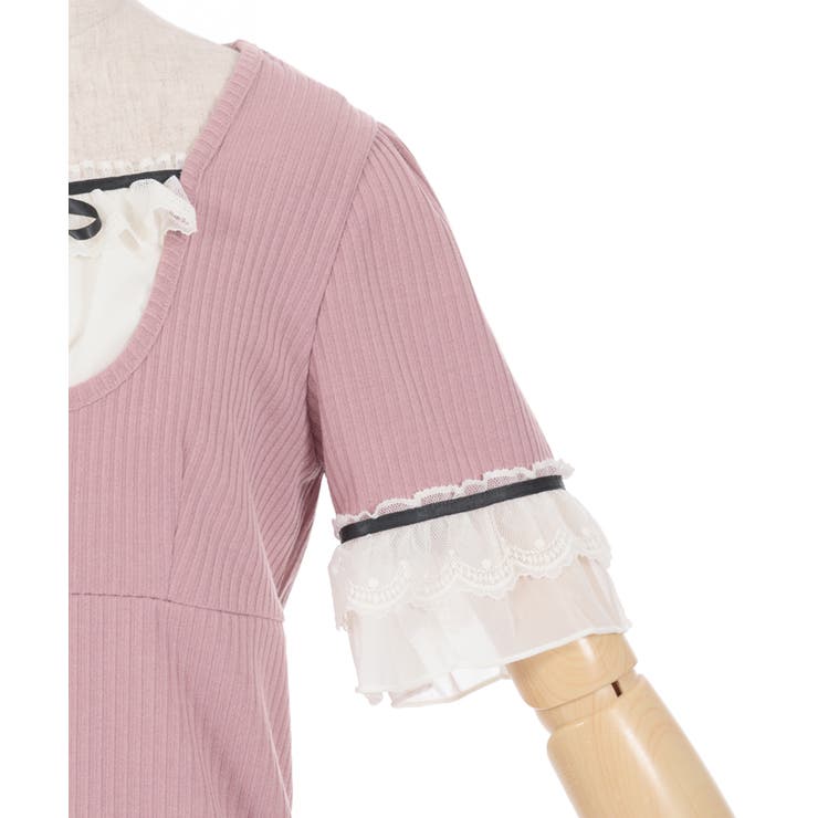 axes femme - アクシーズファム カットソー レース リボン 千鳥