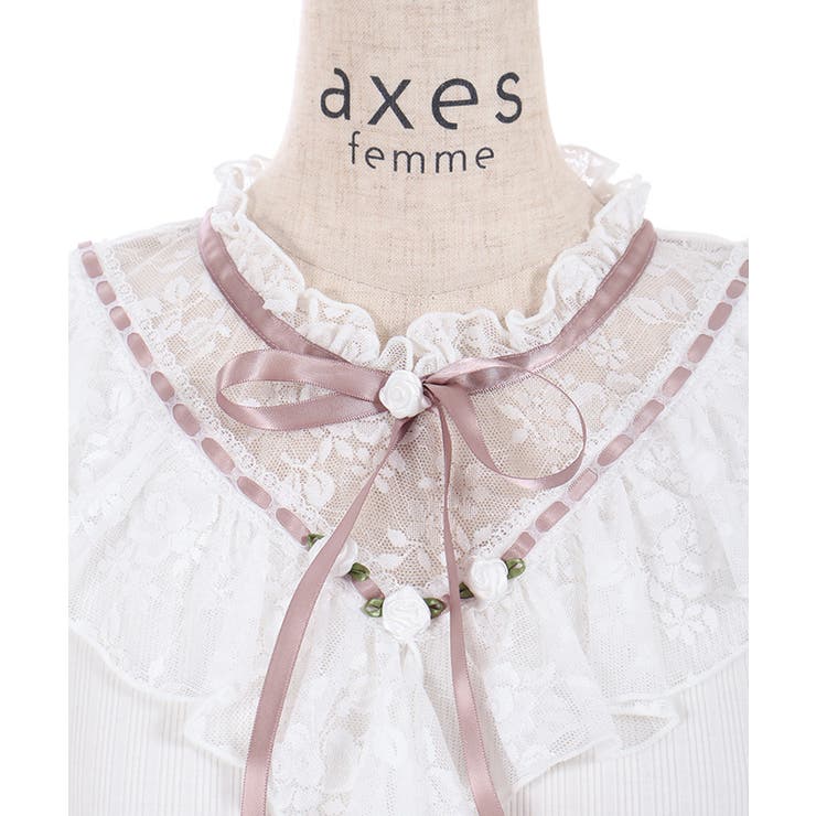 ローズ×レースレイヤードプルオーバー | axes femme | 詳細画像18 