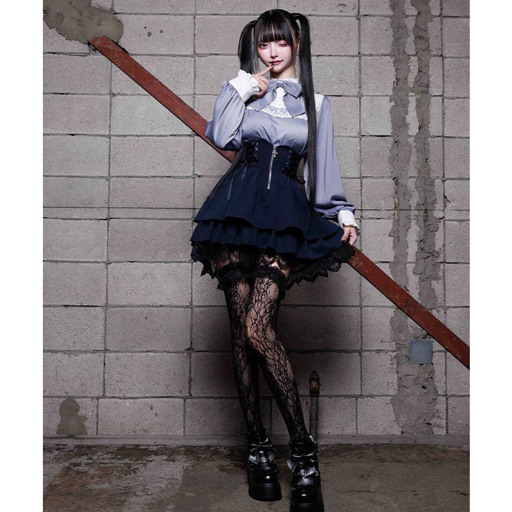 紺 | クロスチャームフリルミニスカート | axes femme