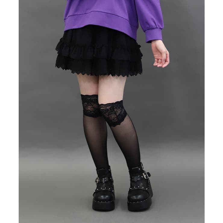 黒 | 裾レースフリルミニスカート | axes femme