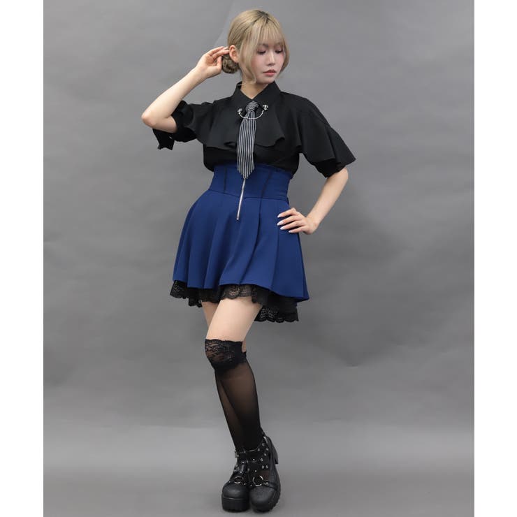 紺 | リボン付バックフリルミニスカート | axes femme