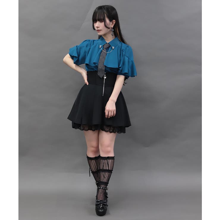 黒 | リボン付バックフリルミニスカート | axes femme