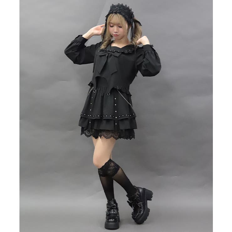 黒 | スタッズデザインミニスカート | axes femme