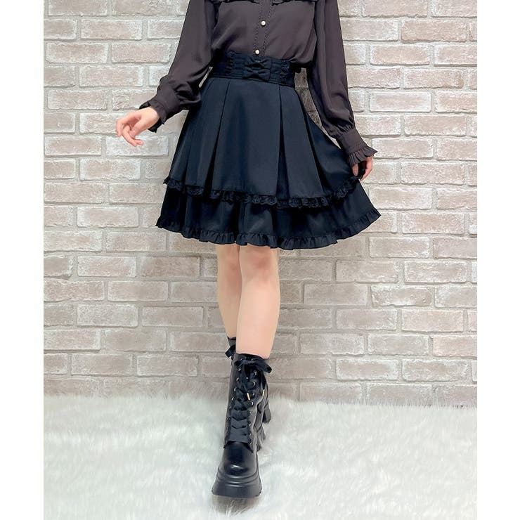 黒 | バックレースアップミドルスカート | axes femme