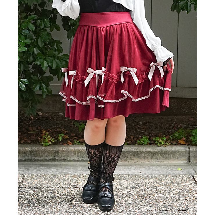 ワイン | メニーリボンミドルスカート | axes femme