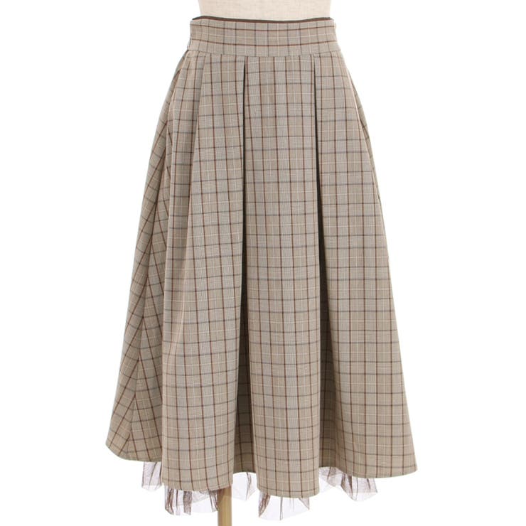 チェック柄バッスル風スカート[品番：IGAW0002246]｜axes femme  
