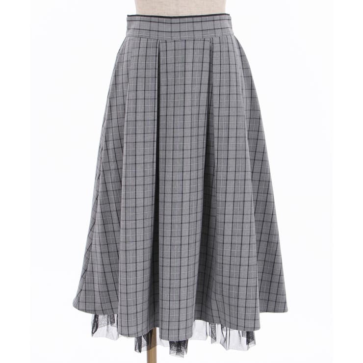 チェック柄バッスル風スカート[品番：IGAW0002246]｜axes femme