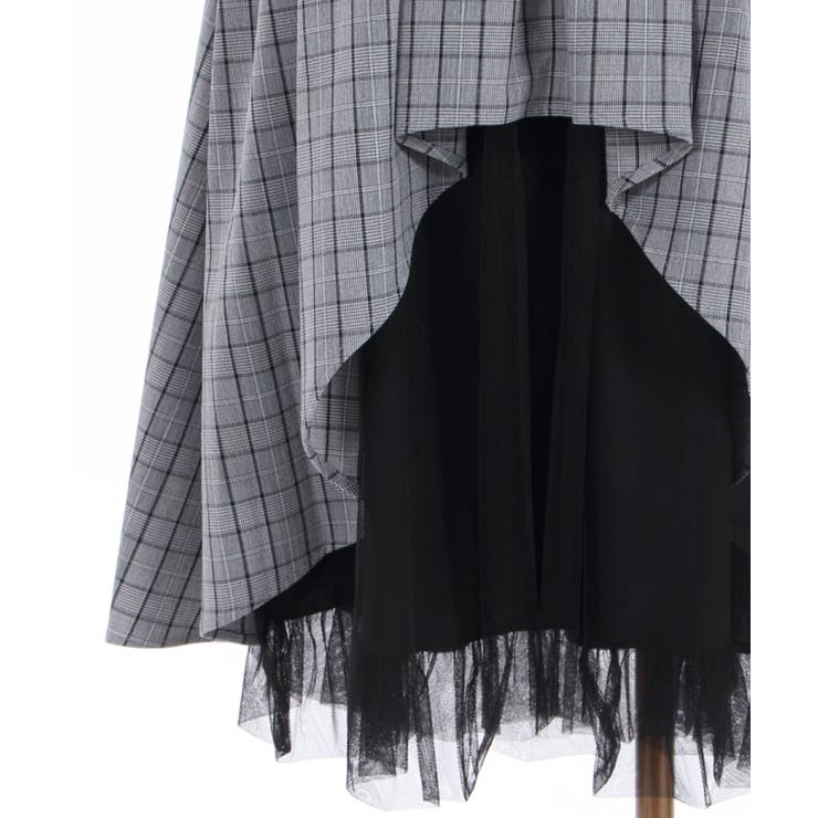 チェック柄バッスル風スカート[品番：IGAW0002246]｜axes femme