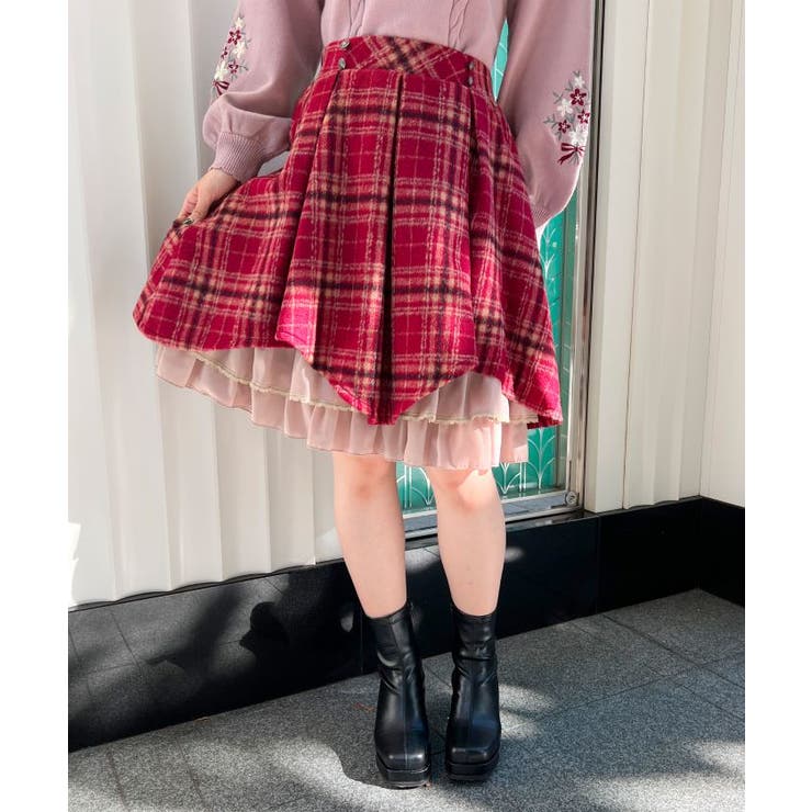 起毛チェックイレヘムスカート[品番：IGAW0004453]｜axes femme