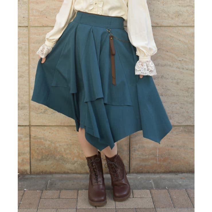 ブルーグリーン | チェーンリボン付イレヘムスカート | axes femme