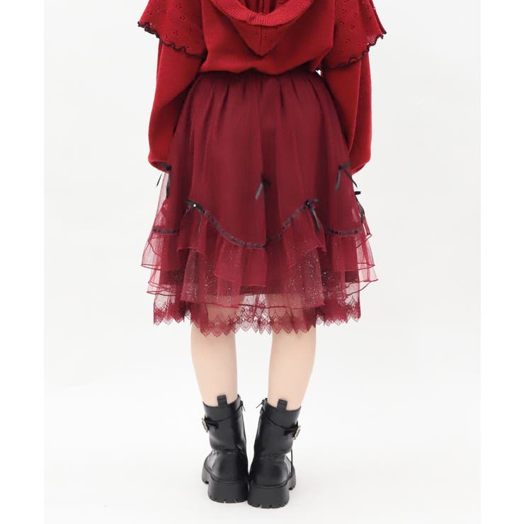グリッターチュールリボンスカート[品番：IGAW0008474]｜axes femme