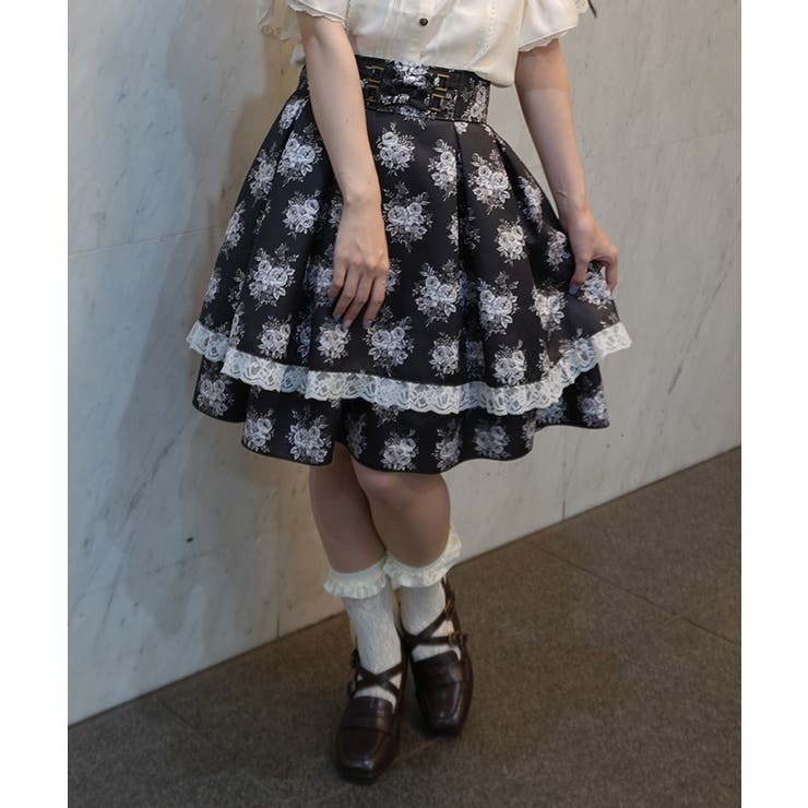 即納 ブーケ柄スカートセット③ ローズブーケ柄ミドルスカート[品番：IGAW0007955]｜axes femme