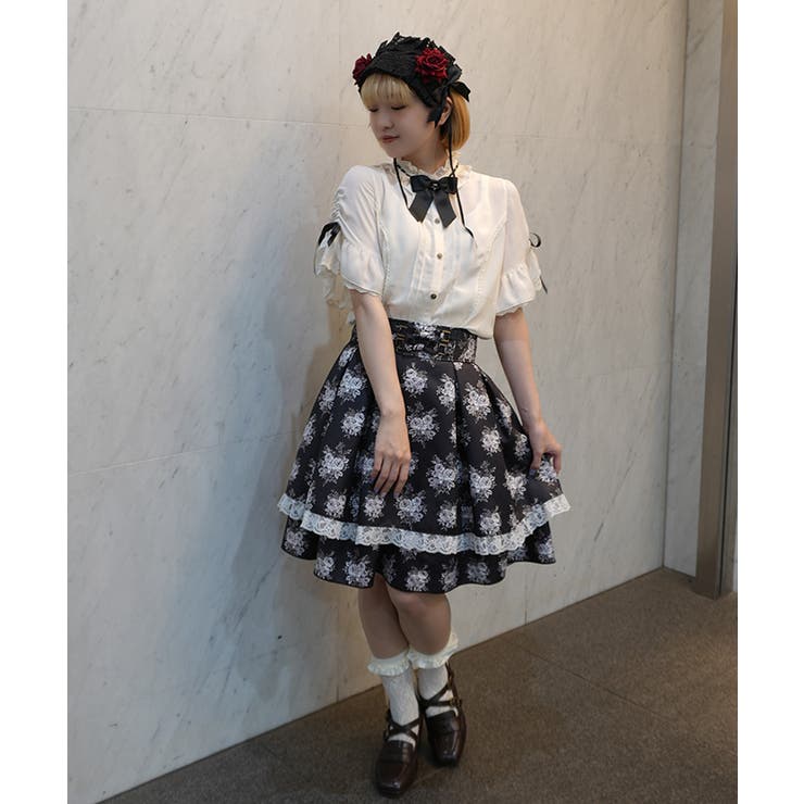 ローズブーケ柄ミドルスカート[品番：IGAW0007955]｜axes femme