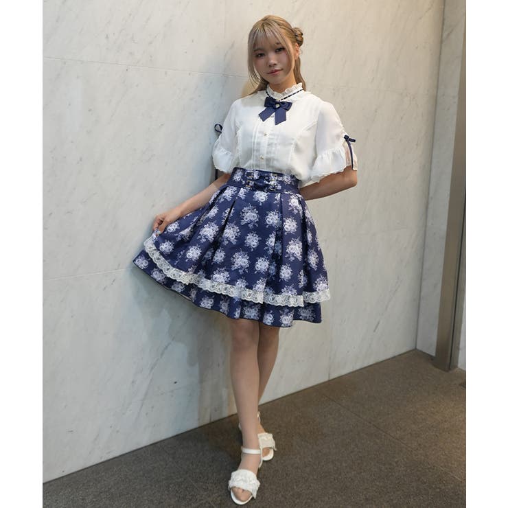ローズブーケ柄ミドルスカート | axes femme | 詳細画像12 