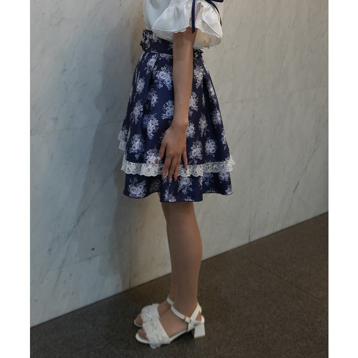 ローズブーケ柄ミドルスカート | axes femme | 詳細画像2 