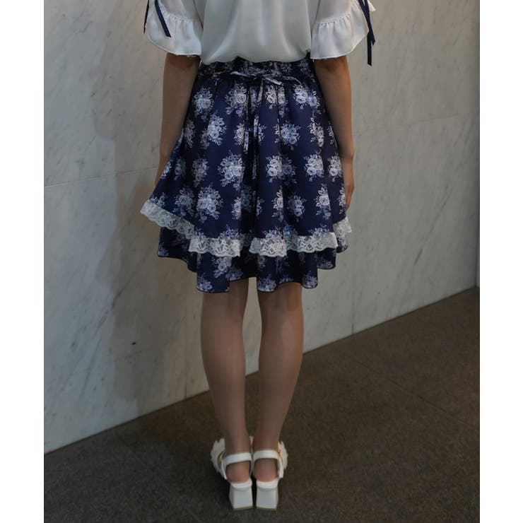 ローズブーケ柄ミドルスカート[品番：IGAW0007955]｜axes femme