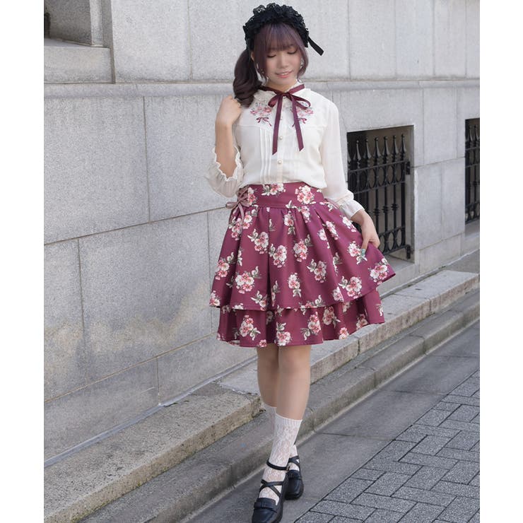 コスモスブーケ柄ミドルスカート | axes femme | 詳細画像10 