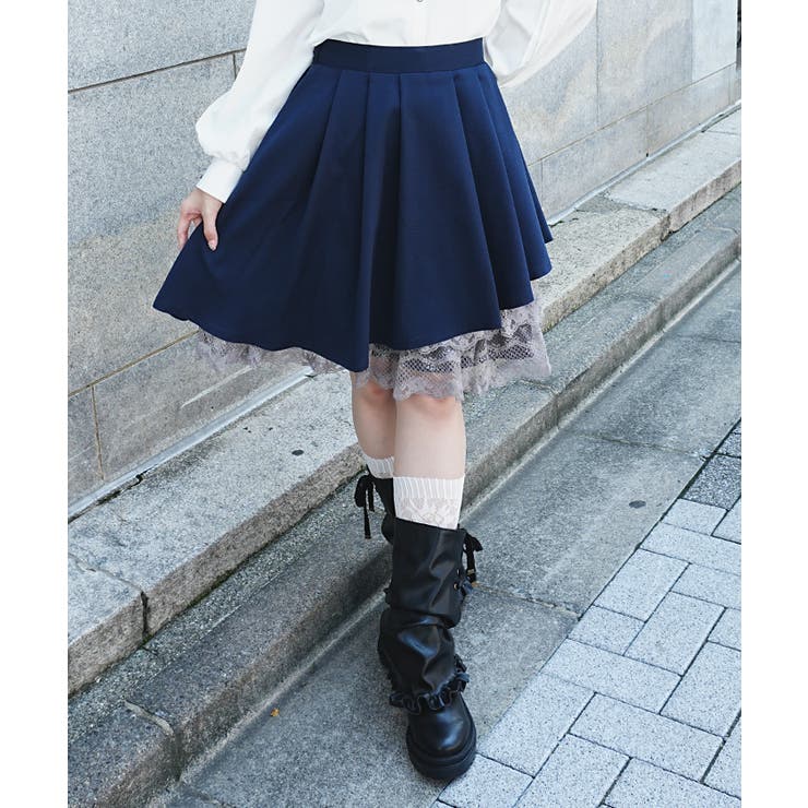 紺 | イレヘムプリーツミドルスカート | axes femme