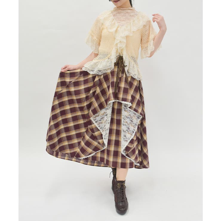 チェック柄レースフリルスカート | axes femme | 詳細画像11 