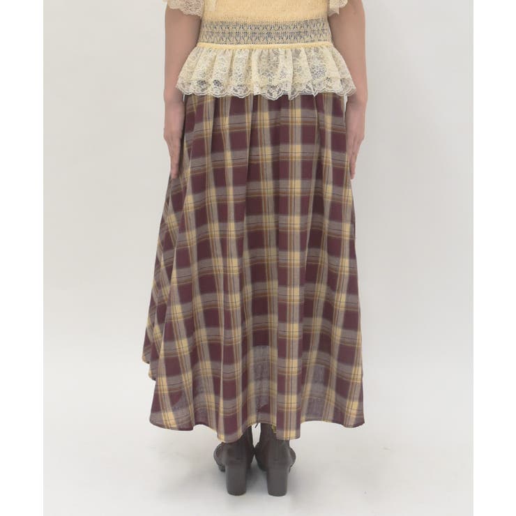 チェック柄レースフリルスカート | axes femme | 詳細画像3 