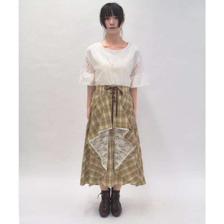 チェック柄レースフリルスカート | axes femme | 詳細画像4 