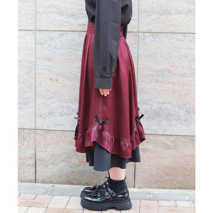 ハシゴレース×リボン配色スカート | axes femme | 詳細画像2 
