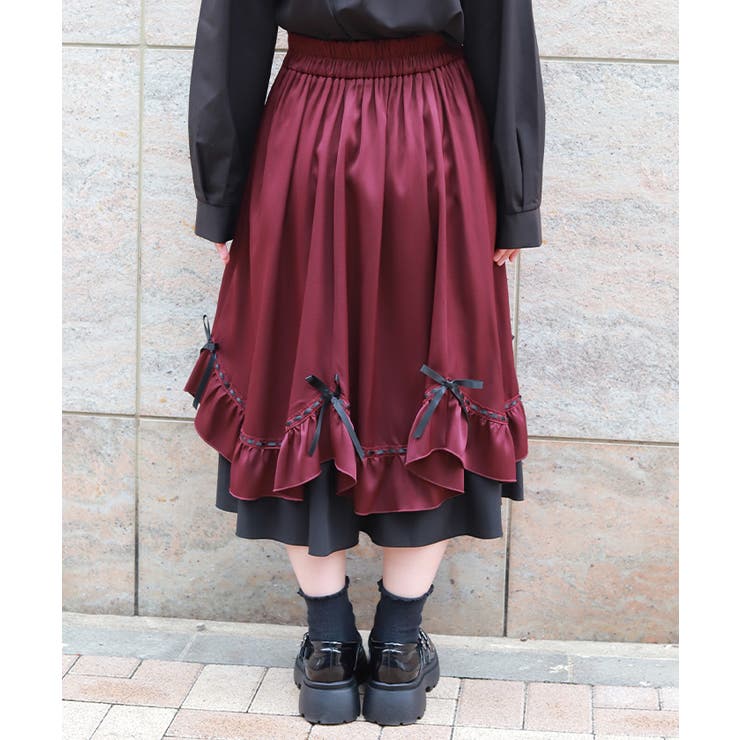 ハシゴレース×リボン配色スカート | axes femme | 詳細画像3 