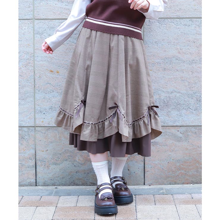 ハシゴレース×リボン配色スカート | axes femme | 詳細画像4 