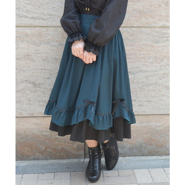 axes femme アクシーズファム ハシゴレースデザインスカート 新品未使用 axes femme スカート ハシゴレース×リボン配色スカート
