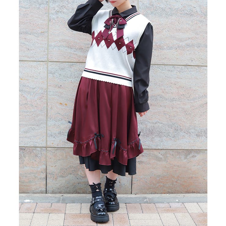 ハシゴレース×リボン配色スカート | axes femme | 詳細画像8 