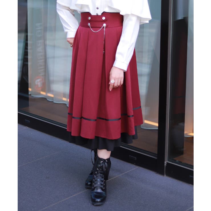 チェーン付き配色使いスカート[品番：IGAW0007043]｜axes femme