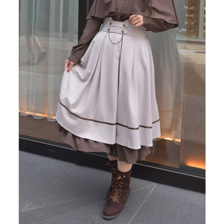 ベージュ | チェーン付き配色使いスカート | axes femme