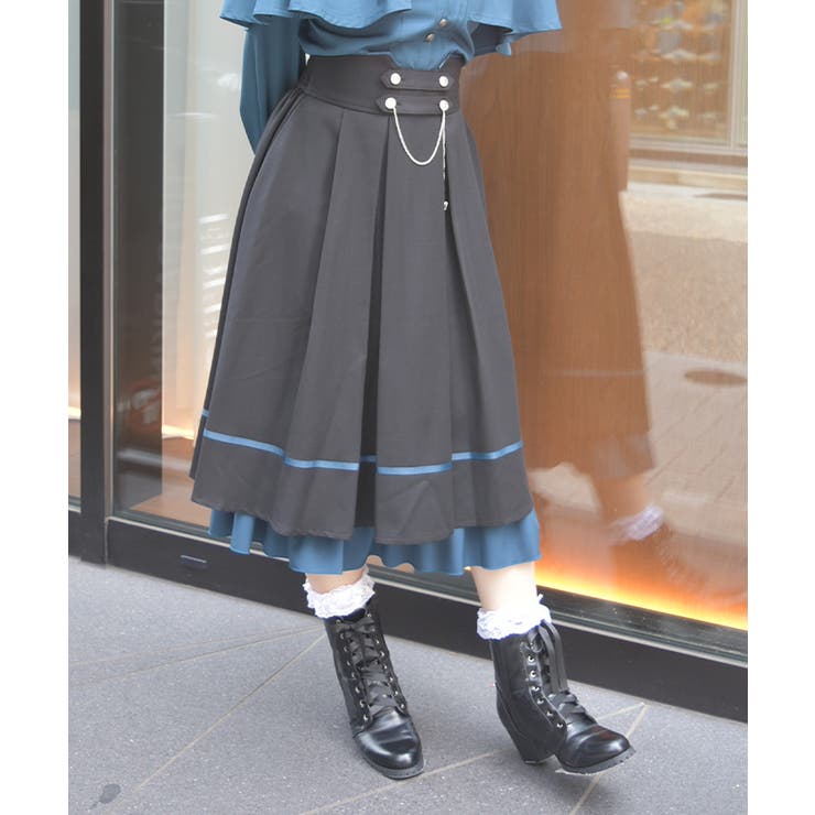 黒 | チェーン付き配色使いスカート | axes femme