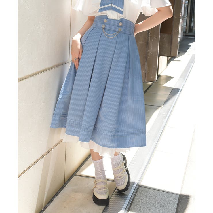 チェーン付ダブルボタンスカート[品番：IGAW0007570]｜axes femme