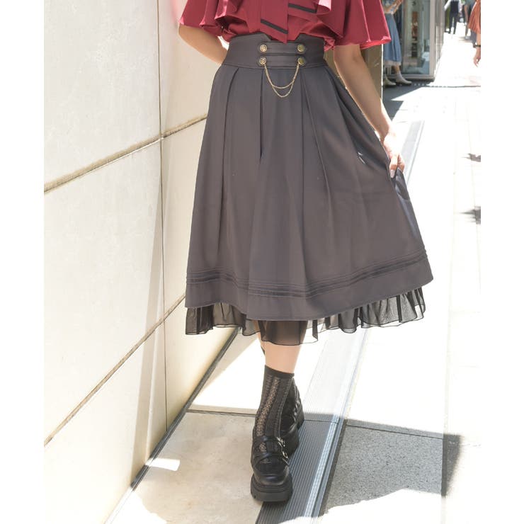 チェーン付ダブルボタンスカート[品番：IGAW0007570]｜axes femme