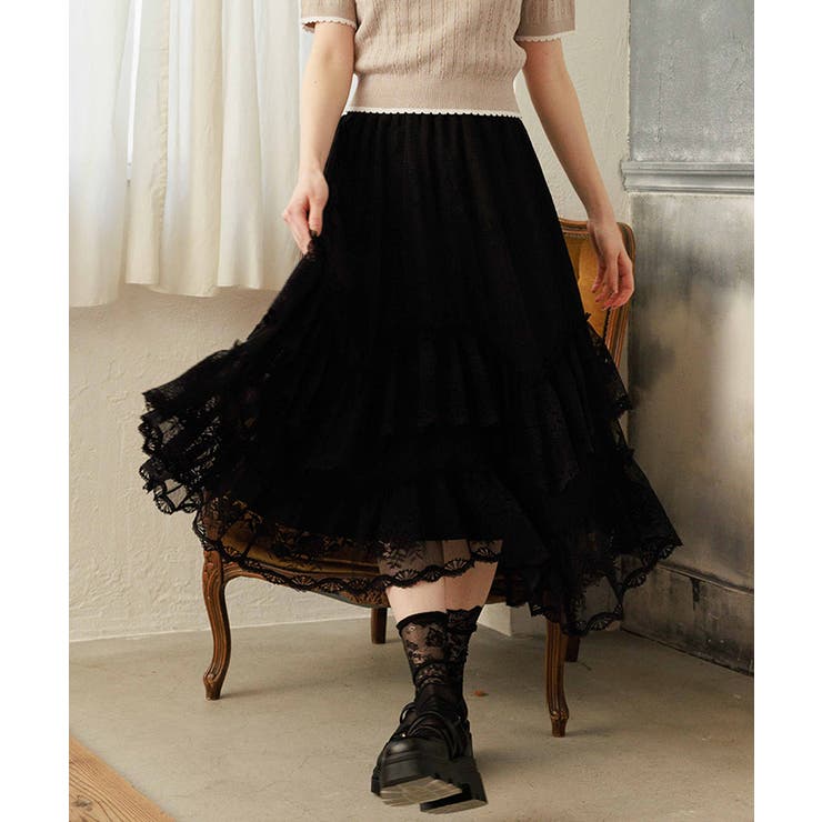 黒 | レースフリルスカート | axes femme