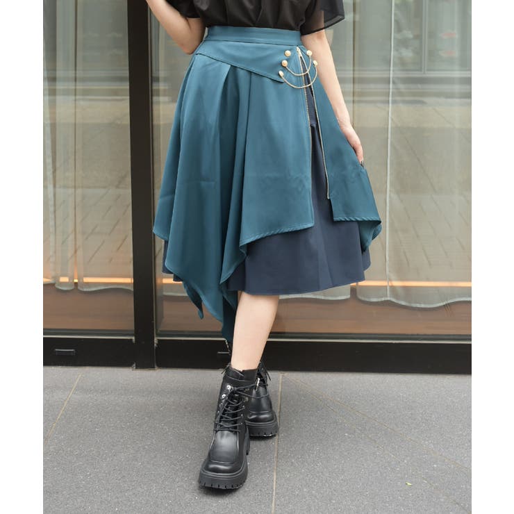 ブルーグリーン | レイヤードイレヘムスカート | axes femme